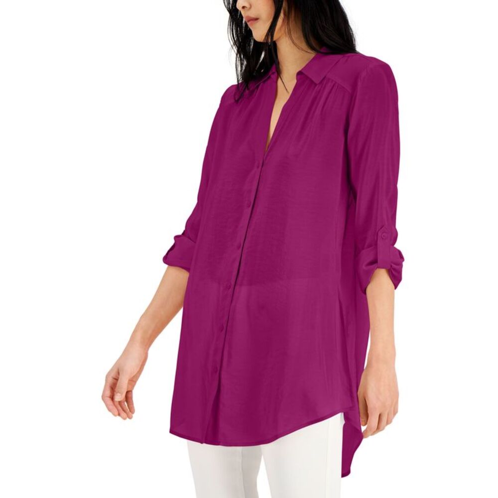 INC International Concepts Solid Button Up Tunic